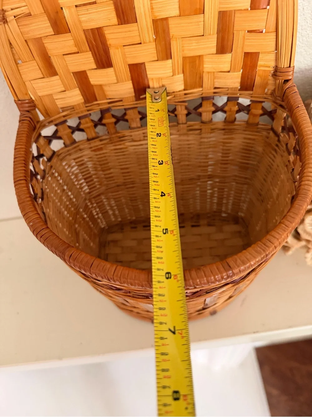 Vintage Handwoven Wall Basket Hanging Wicker Bamboo Storage Basket
